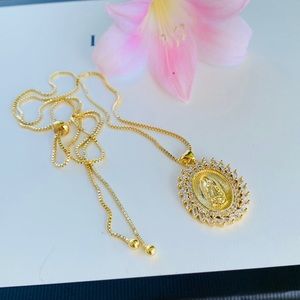 24k gold plated Virgin Mary necklace